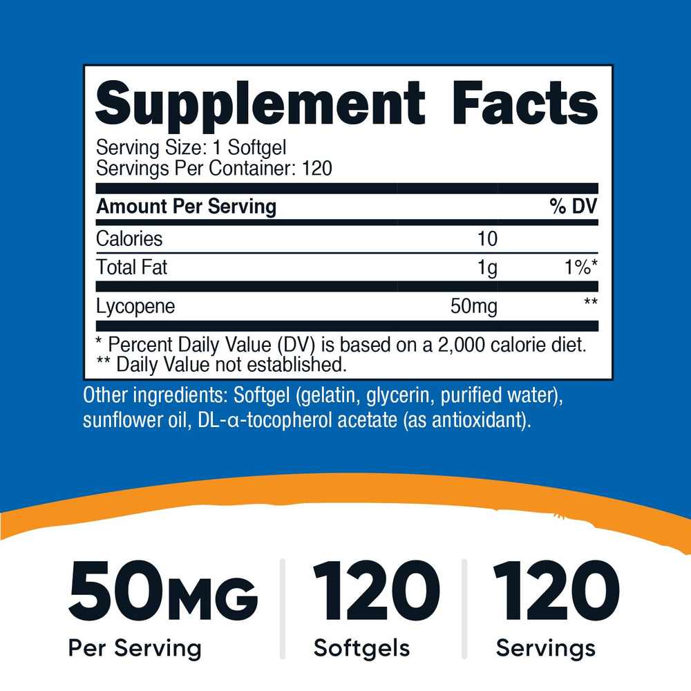 Nutricost Lycopene 50mg Softgels bottle side view