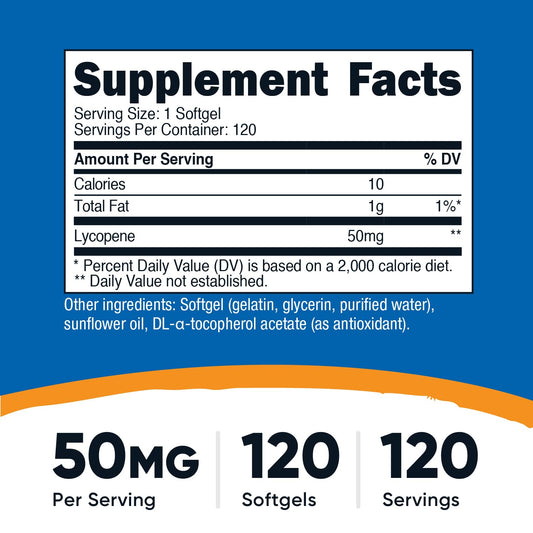 Nutricost Lycopene 50mg Softgels bottle side view