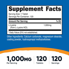 Nutricost L-Lysine 1000mg dosing information