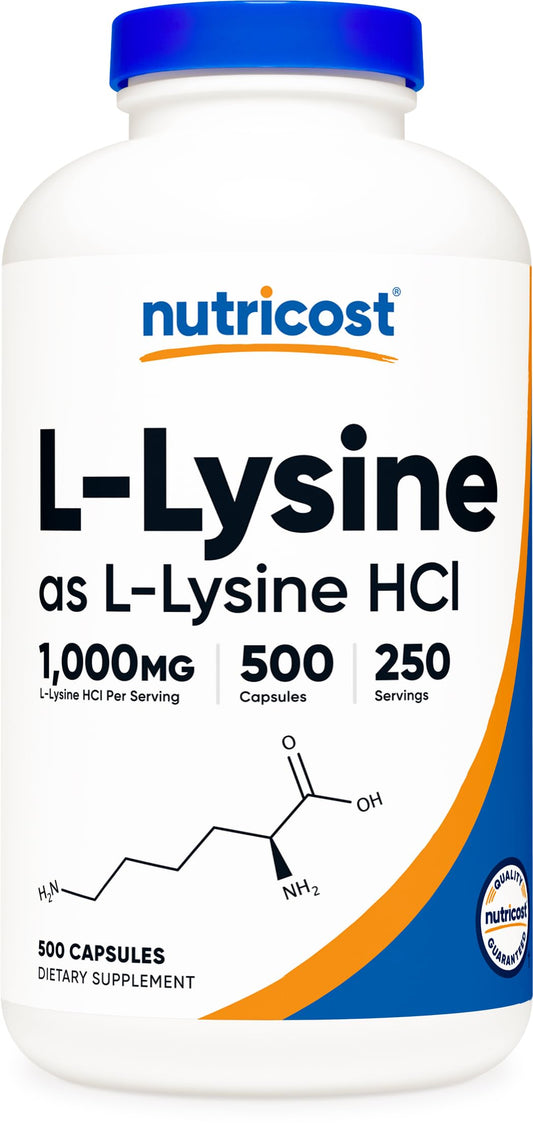 Nutricost L-Lysine 1000mg bottle label