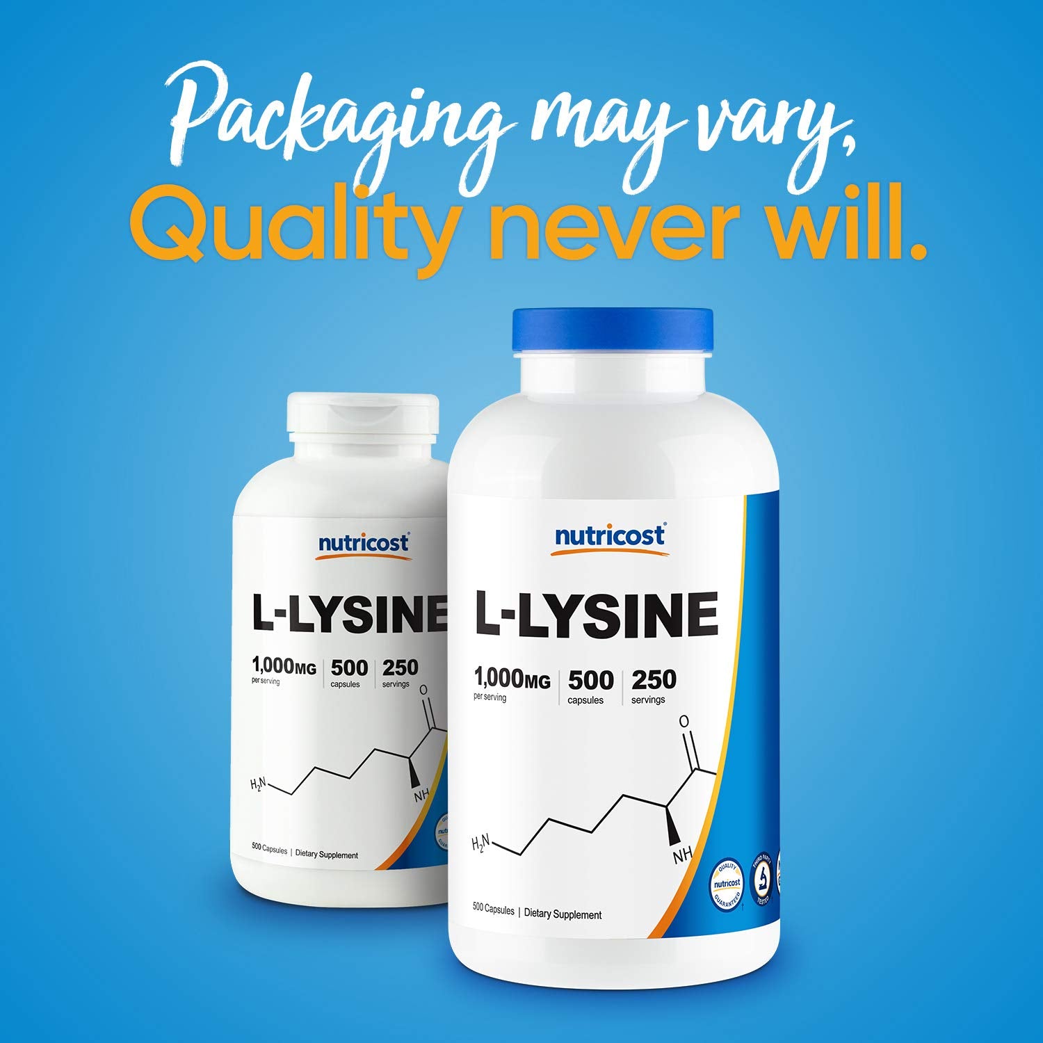 Bottle indicates 250 servings and 500 capsules