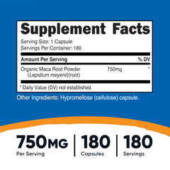 Close-up of 750mg Maca Root per capsule
