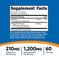 Nutrition facts panel for Nutricost Magnesium + Ashwagandha