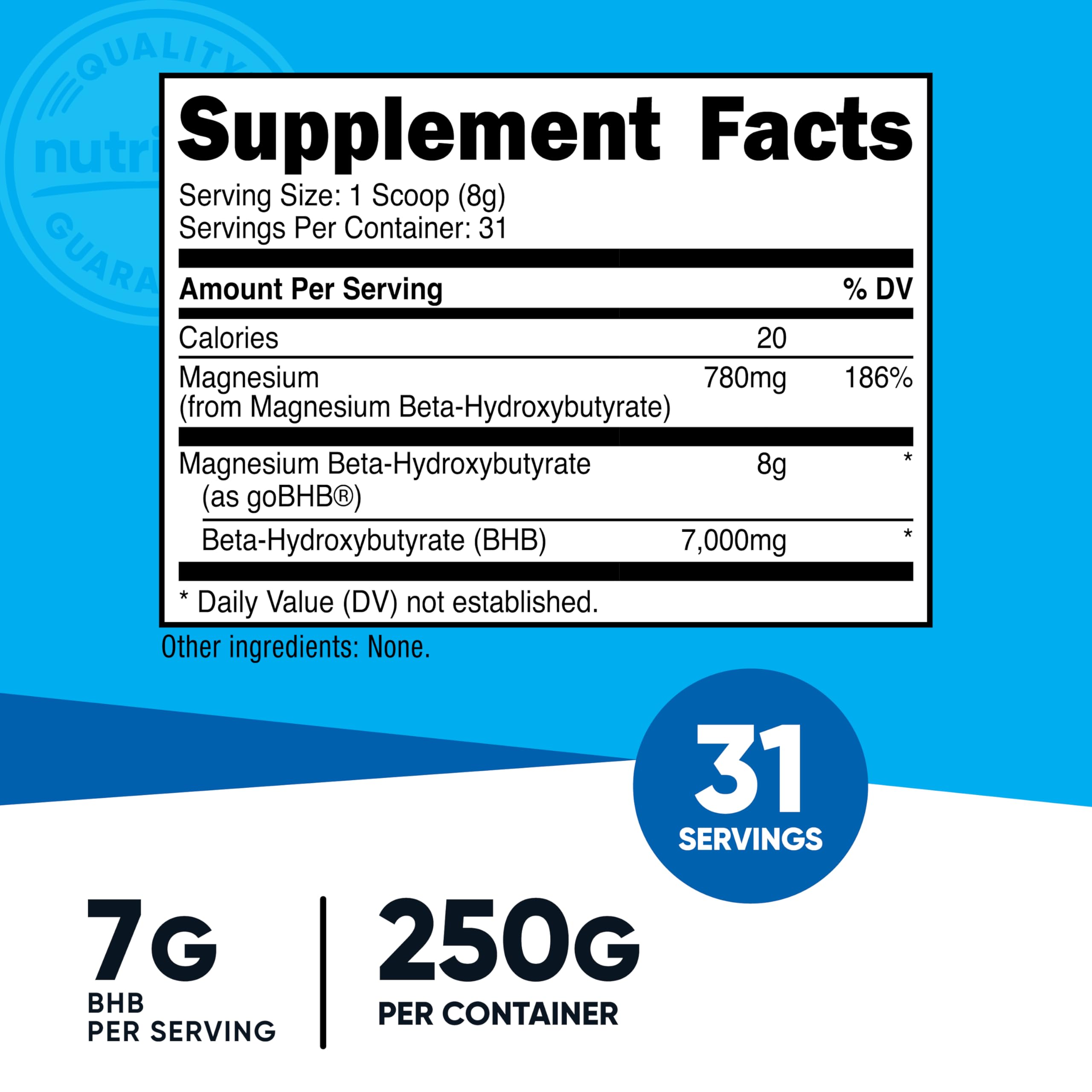 Close-up of label showing 6.5g BHB per serving