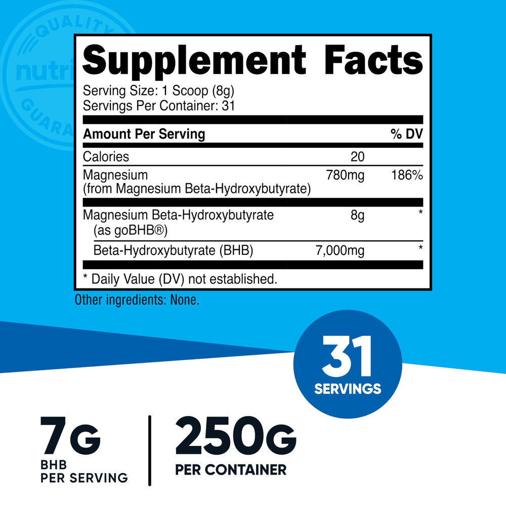 Close-up of label showing 6.5g BHB per serving