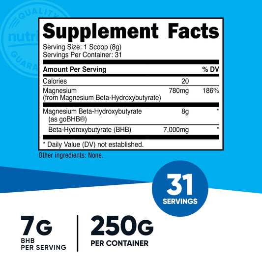 Close-up of label showing 6.5g BHB per serving