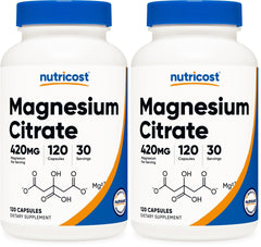 Front view of Nutricost Magnesium Citrate 420mg bottle pack of 2