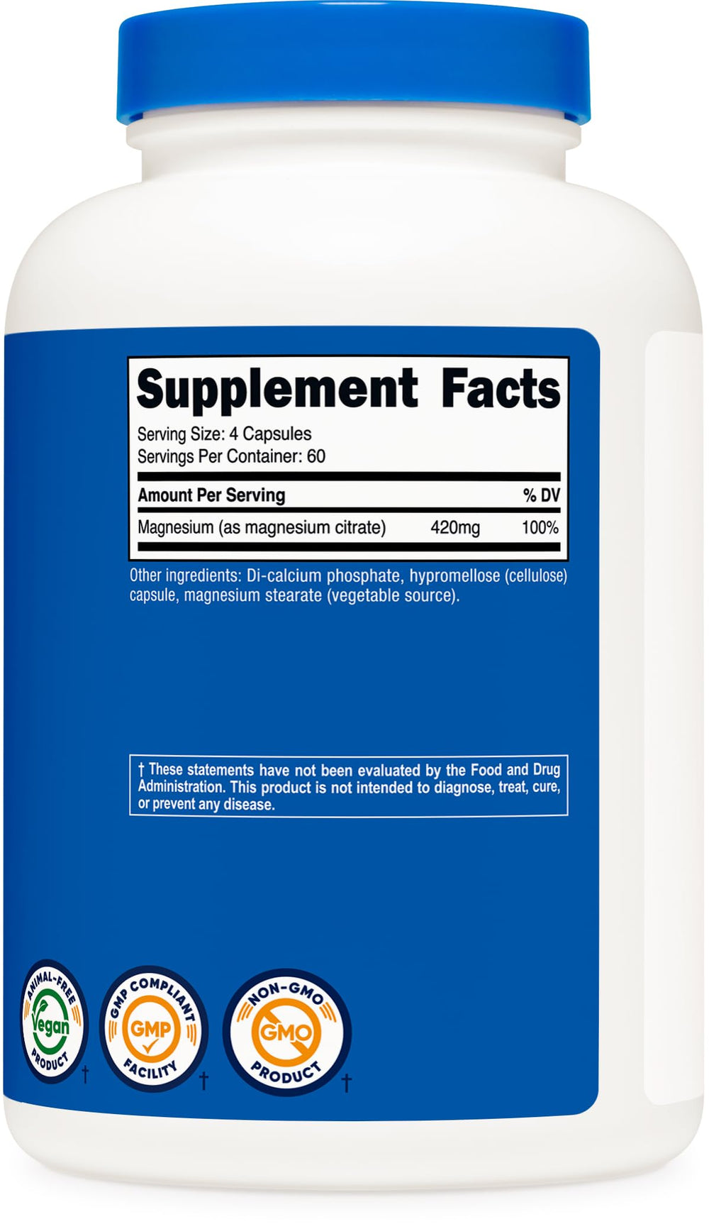 Manufacturing facility certifications (NSF GMP FDA compliant) for Nutricost Magnesium Citrate