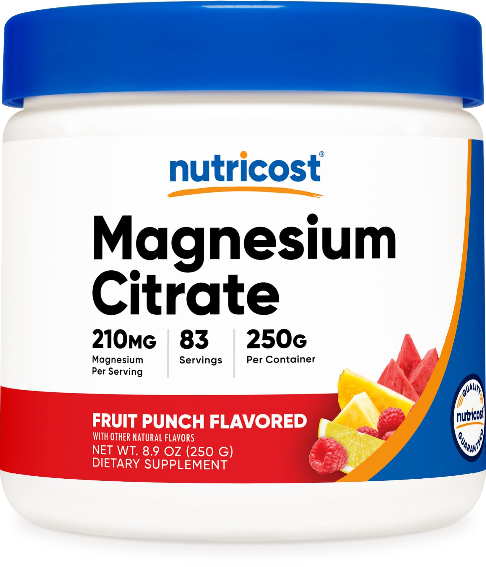 Nutricost Magnesium Citrate Powder Fruit Punch 250 g bottle front view