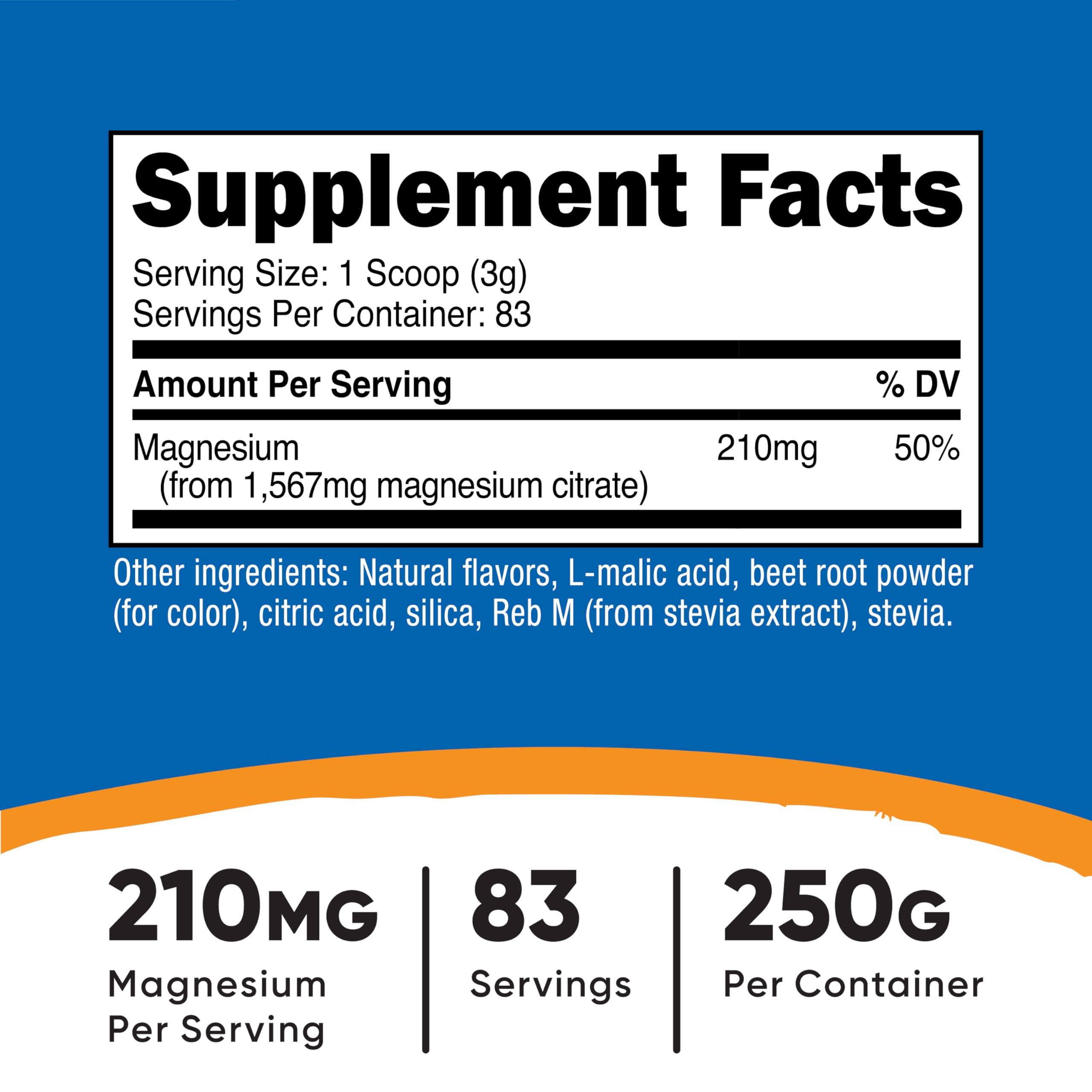 Product bottle with included scoop of fruit punch magnesium citrate powder