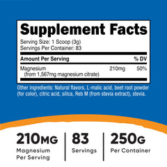 Product bottle with included scoop of fruit punch magnesium citrate powder