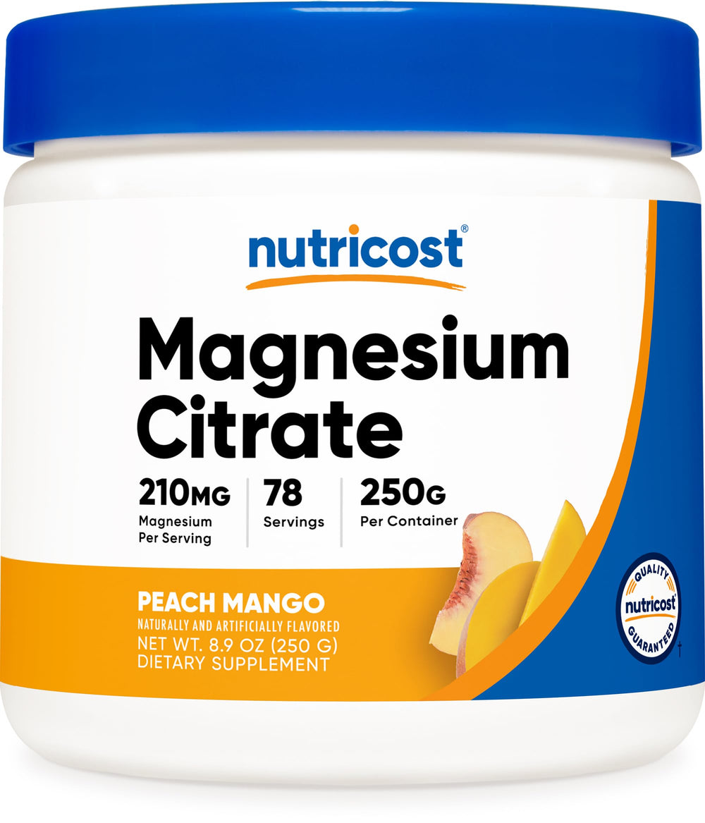 Nutricost Magnesium Citrate Powder Peach Mango 250g tub