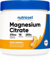Nutricost Magnesium Citrate Powder Peach Mango 250g tub