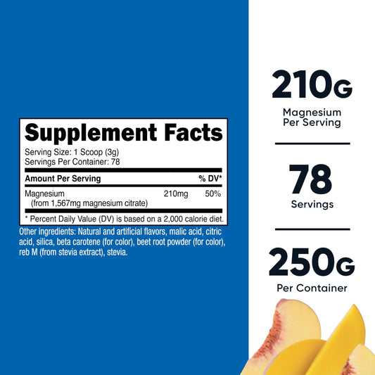 Scoop included with Nutricost Magnesium Citrate Peach Mango 250g