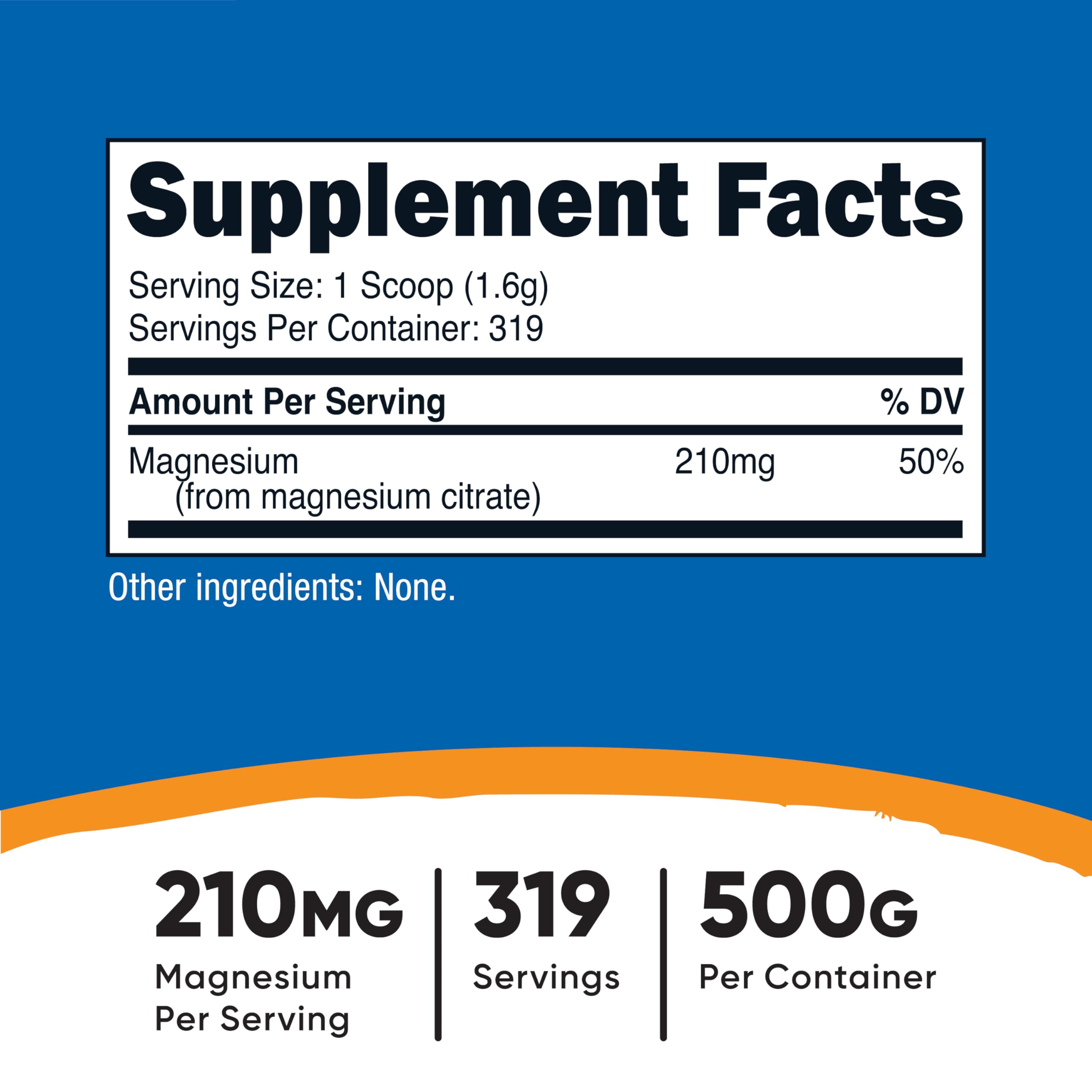 Nutricost Magnesium Citrate Powder Unflavored 500g Pack of 2 – side view