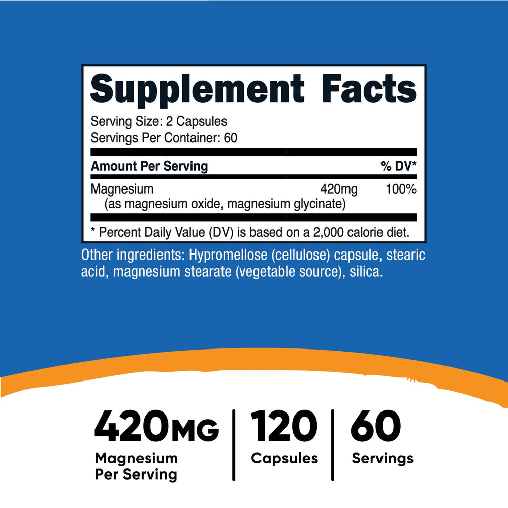 Close-up of the Magnesium+ Extra Strength label