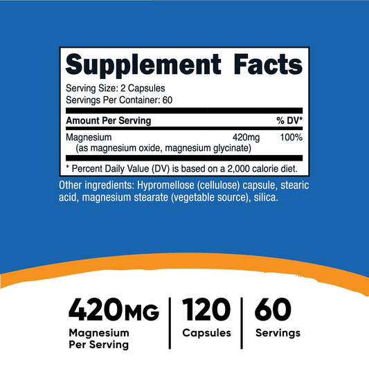Close-up of the Magnesium+ Extra Strength label