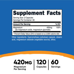 Close-up of the Magnesium+ Extra Strength label