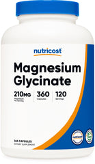 Nutricost Magnesium Glycinate Capsules bottle – 360 capsules, 210 mg per serving