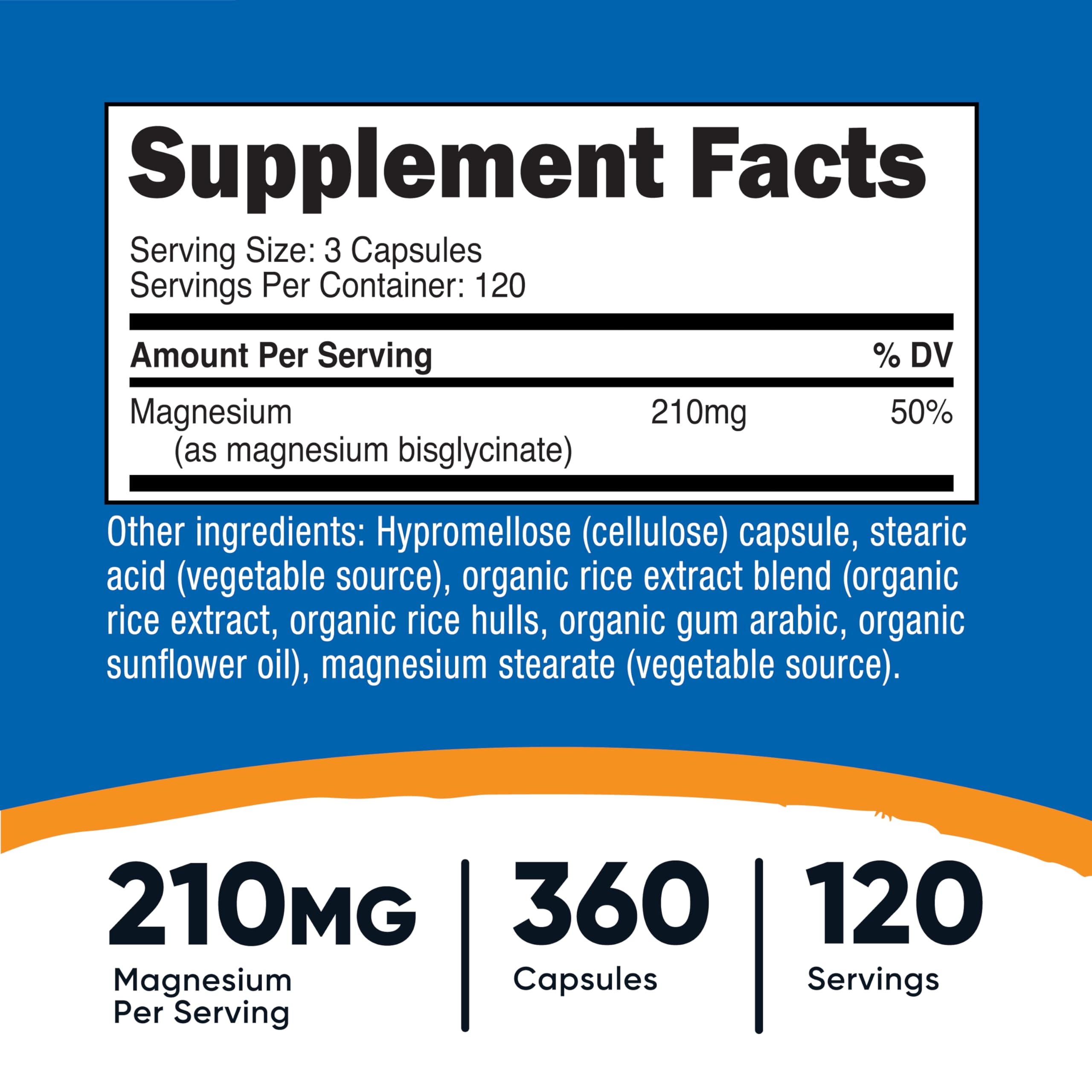 Nutricost Magnesium Glycinate Capsules front label – 360 capsules