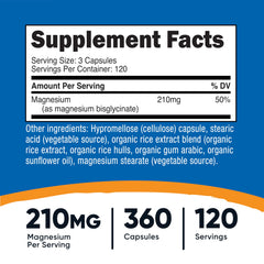 Nutricost Magnesium Glycinate Capsules front label – 360 capsules