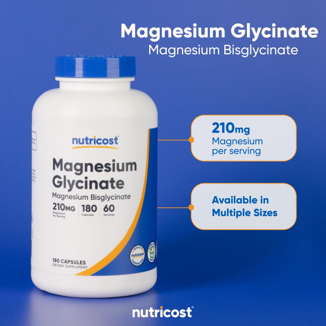 Serving size showing 210 mg magnesium from three capsules
