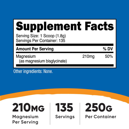 Close-up of Nutricost Magnesium Glycinate Powder 250g