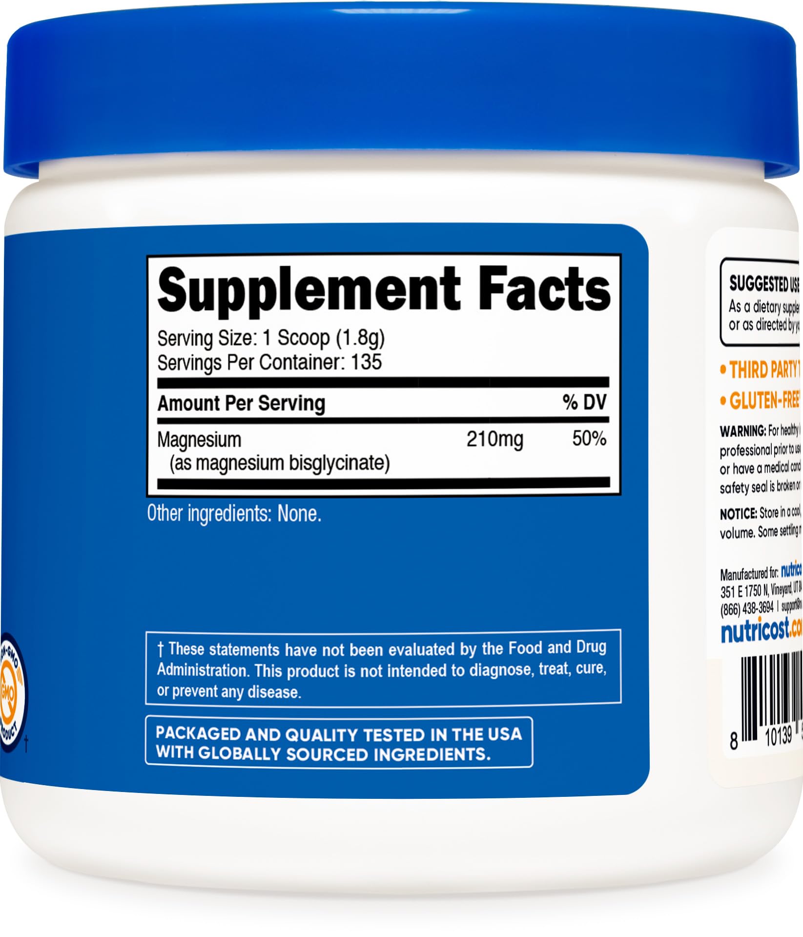 Nutricost Magnesium Glycinate bottle with label