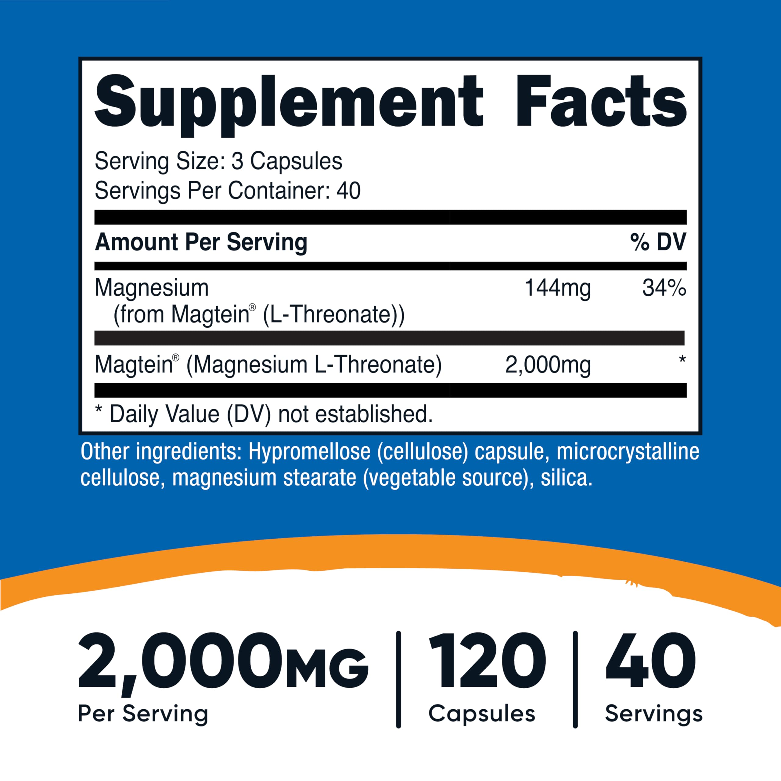 Close-up of Nutricost Magtein 2000mg label