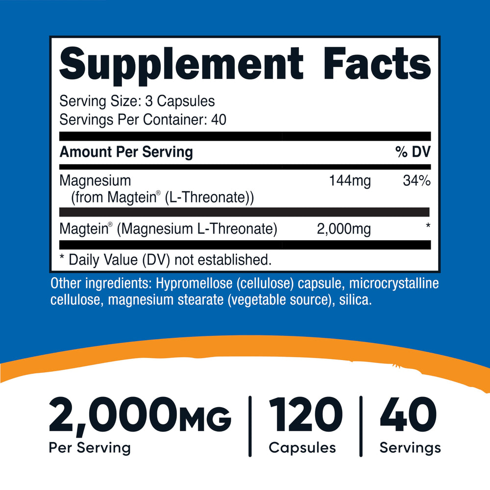 Close-up of Nutricost Magtein 2000mg label