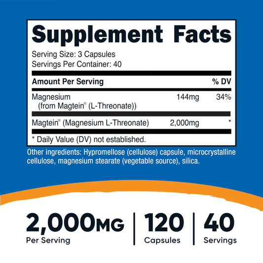 Close-up of Nutricost Magtein 2000mg label