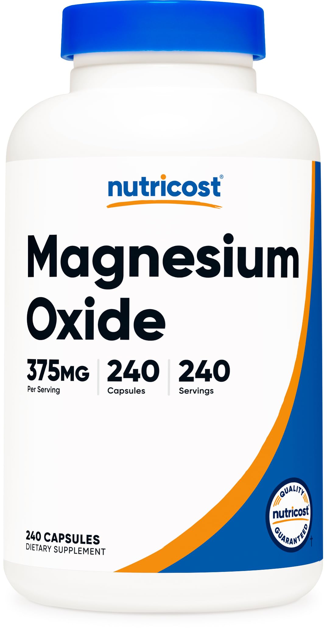 Nutricost Magnesium Oxide 375mg bottle front with 240 capsules