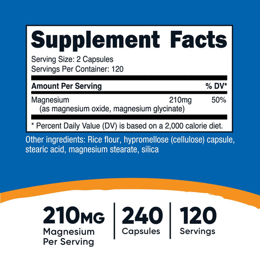 Bottle of Nutricost Magnesium+ with 240 capsules