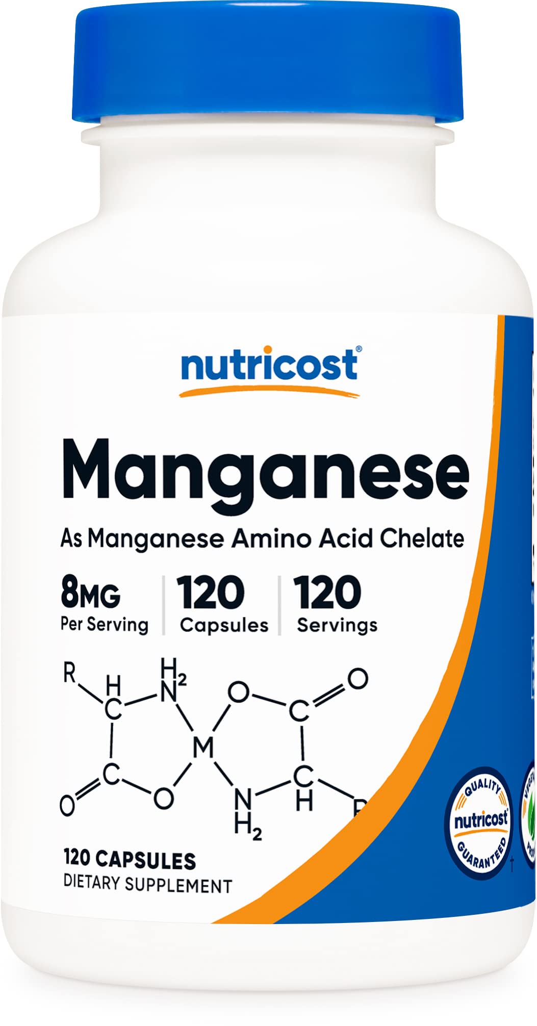 Nutricost Manganese Chelate 8mg capsules - front view