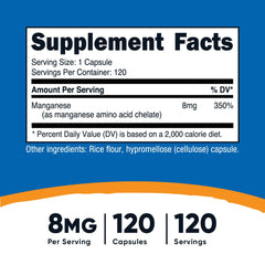 Nutricost Manganese Chelate 8mg label and ingredients