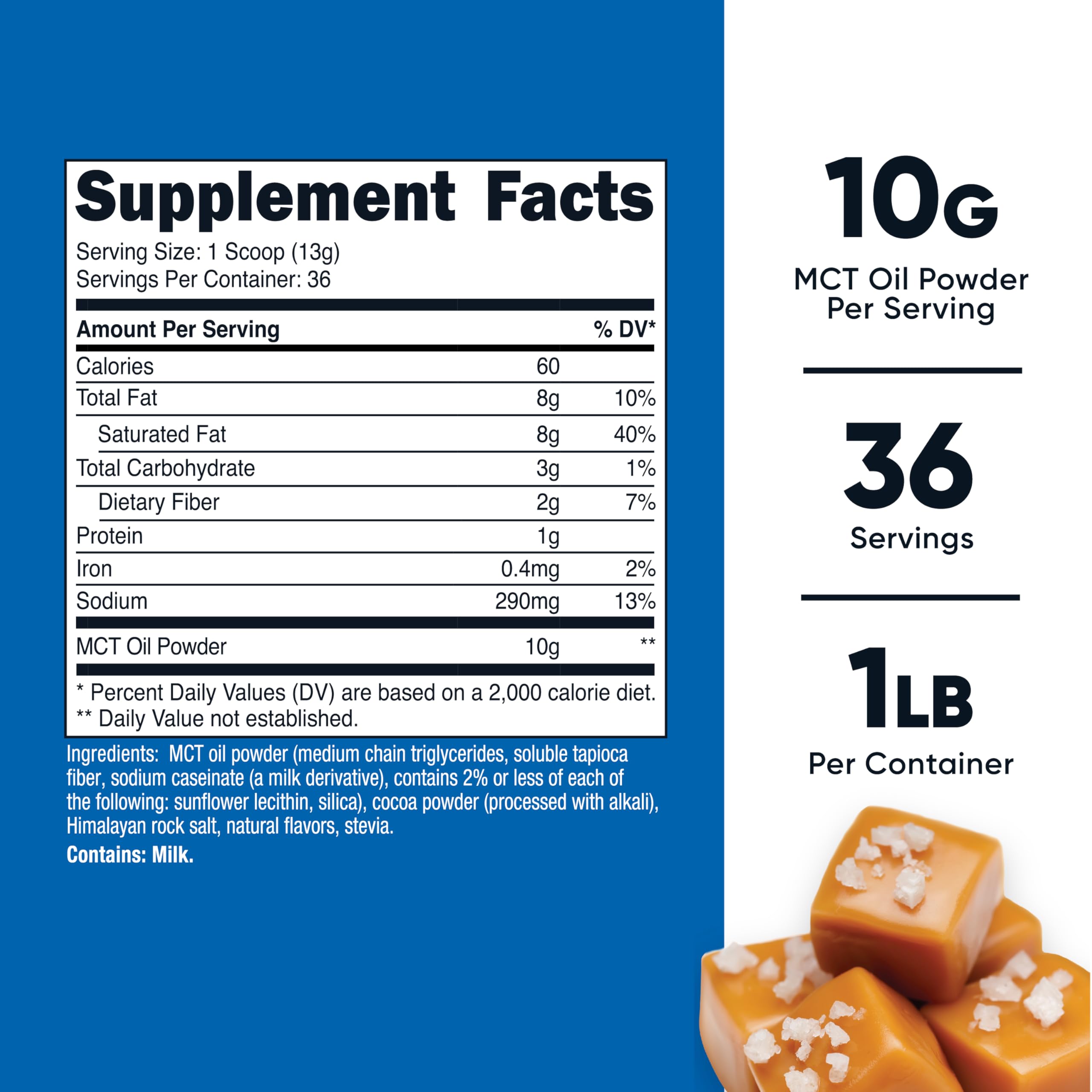 Serving scoop of Nutricost Salted Caramel MCT Oil Powder
