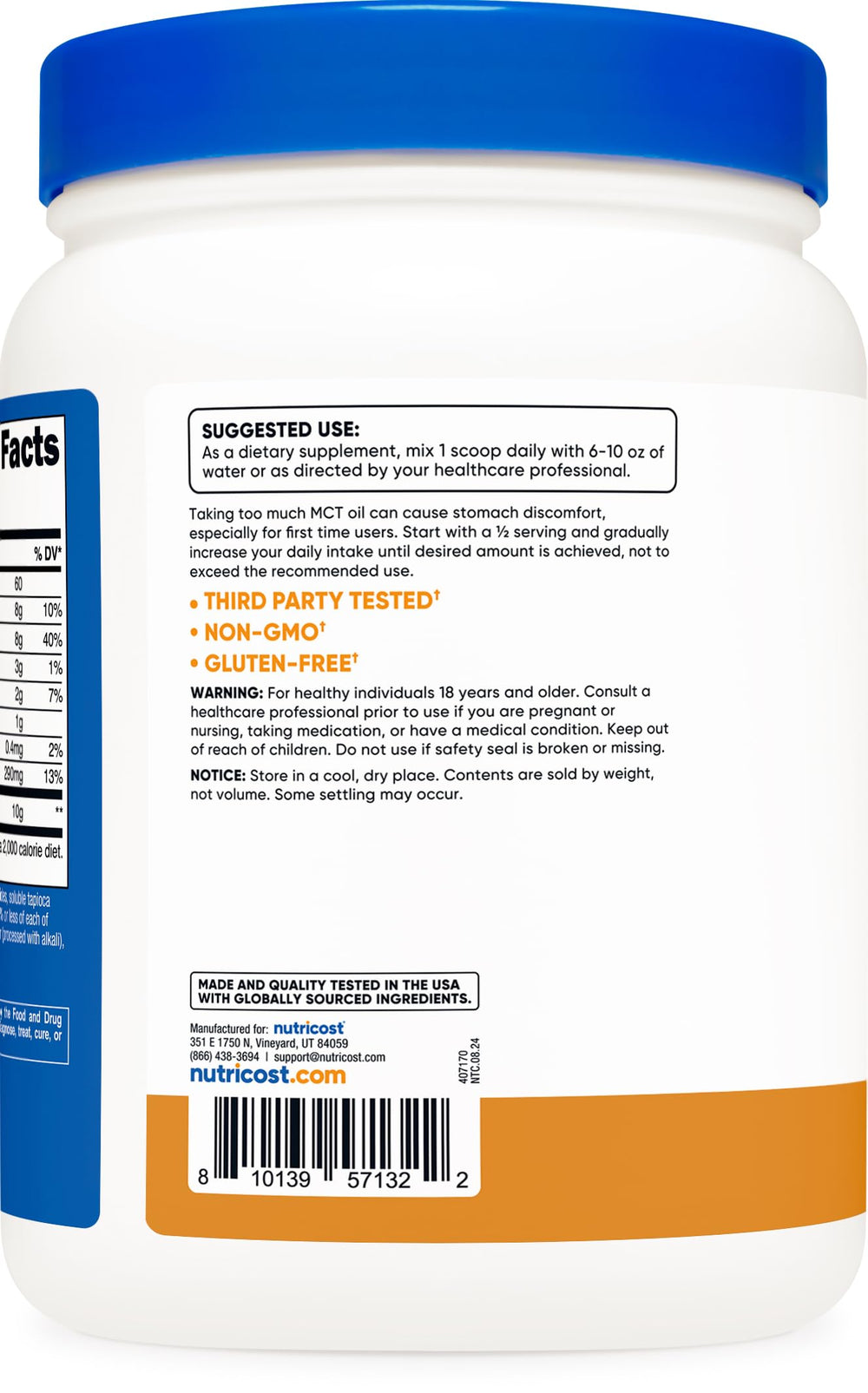 Nutricost Salted Caramel MCT Oil Powder packaging