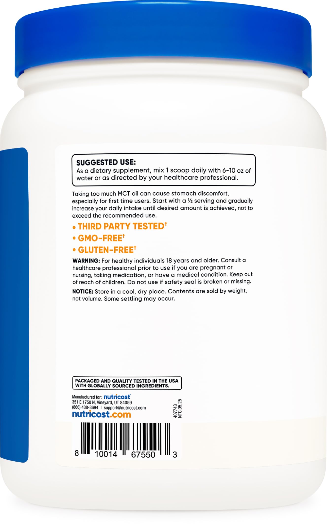 Close-up texture of Nutricost MCT Oil Powder
