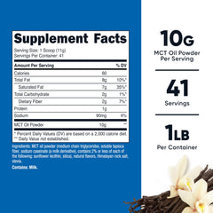 Nutricost MCT Oil Powder Vanilla bottle side view