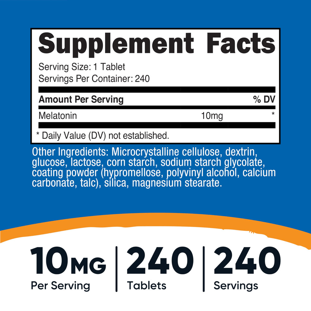 Melatonin tablets close-up showing easy-to-swallow design
