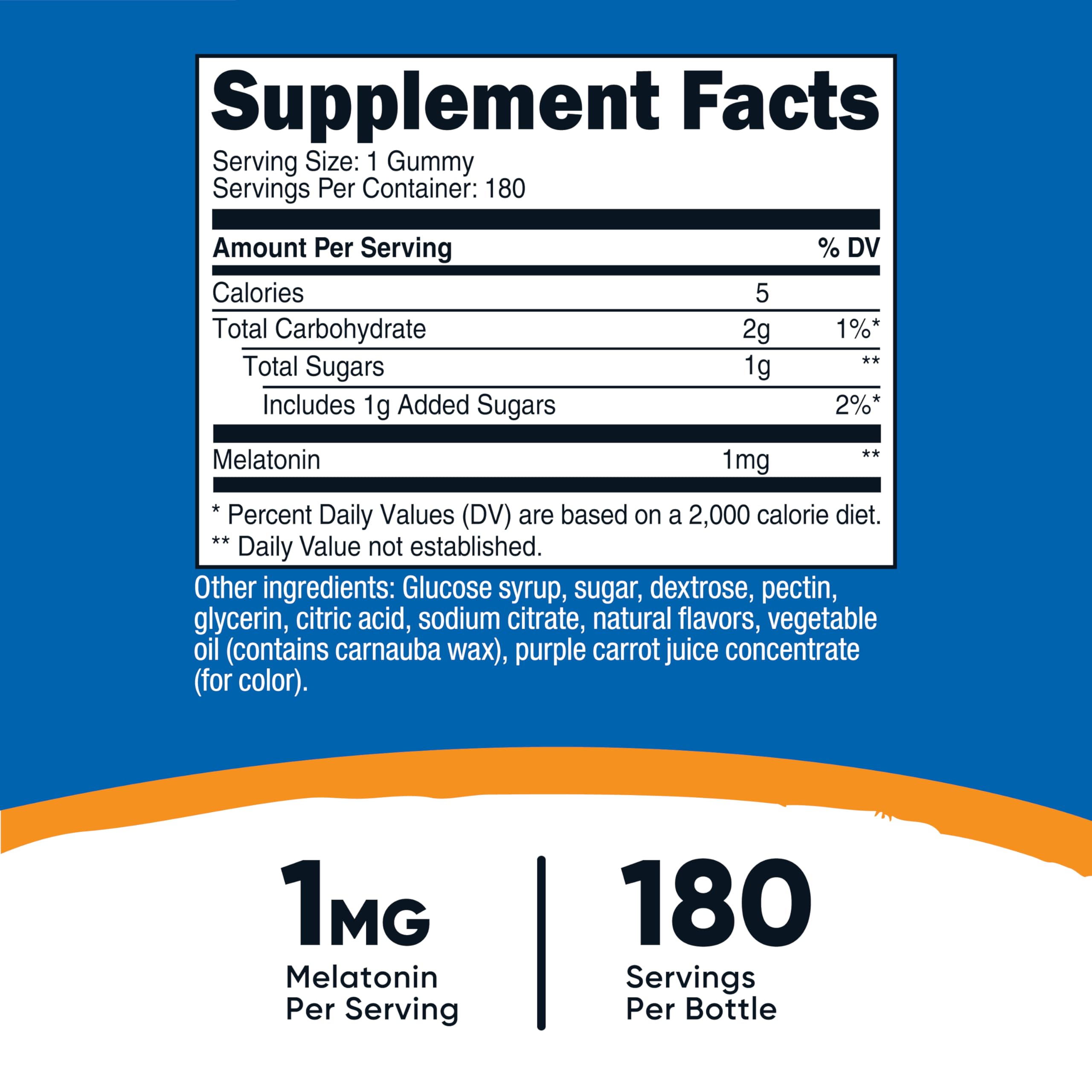 180 strawberry-flavored melatonin gummies visible in bottle