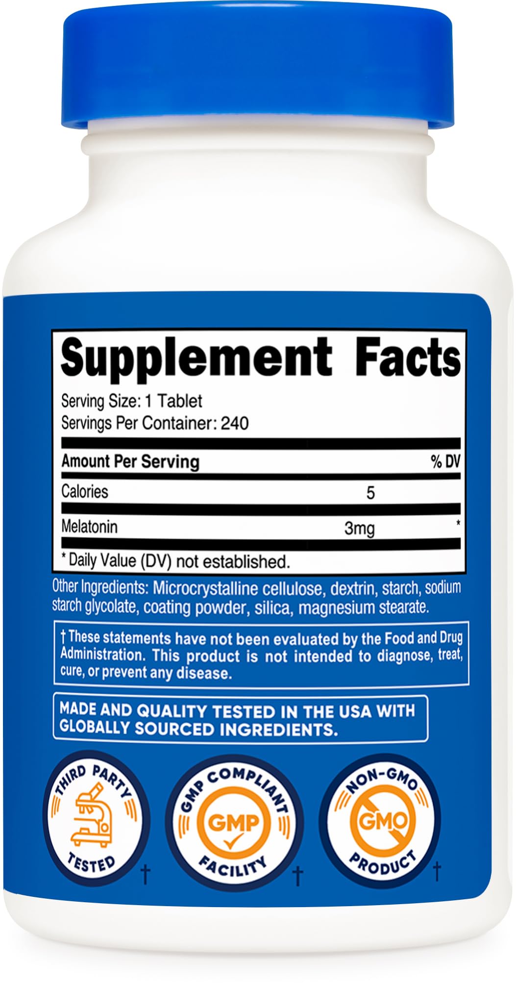 GMP compliant and FDA registered facility insignia on packaging