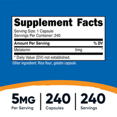 Close-up of Nutricost Melatonin 5mg capsules
