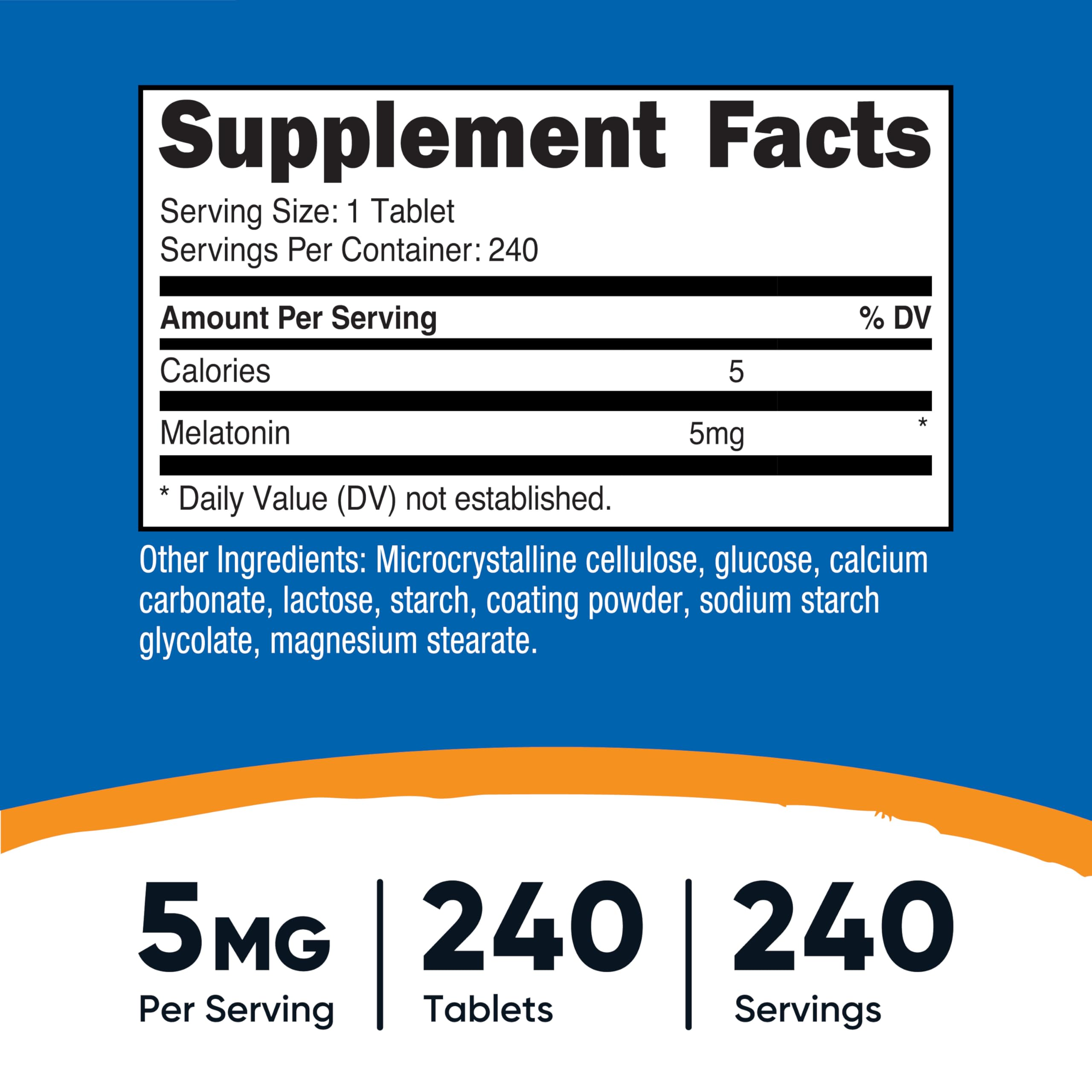 Nutricost Melatonin 5mg label close-up