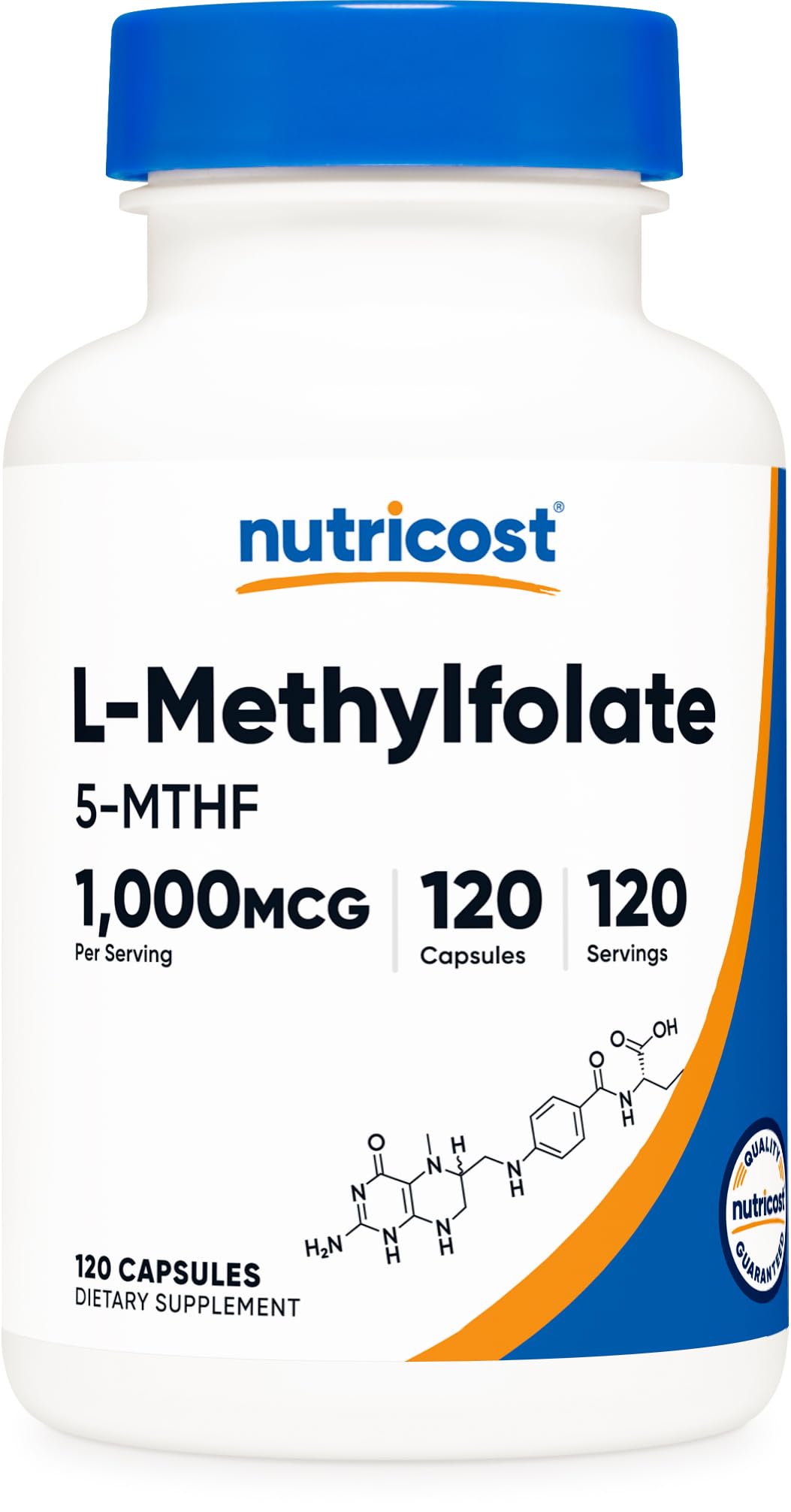 Nutricost Methylfolate bottle and label showing 120 capsules