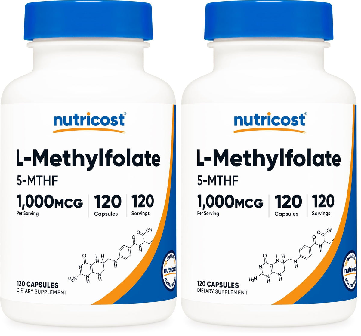 Hero image of Nutricost Methylfolate 1000mcg 120 vegetarian capsules, pack 2