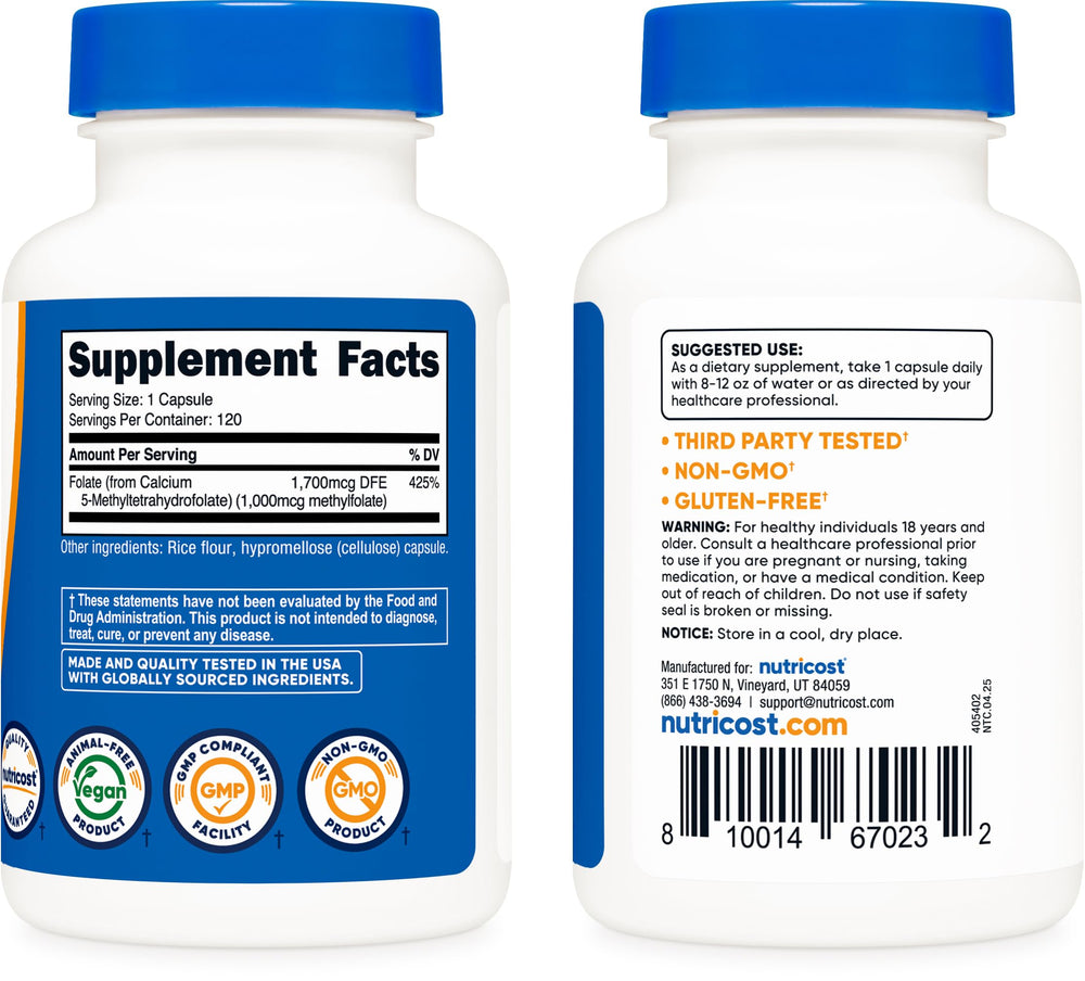 Serving image showing 1,000mcg MethylFolate per serving