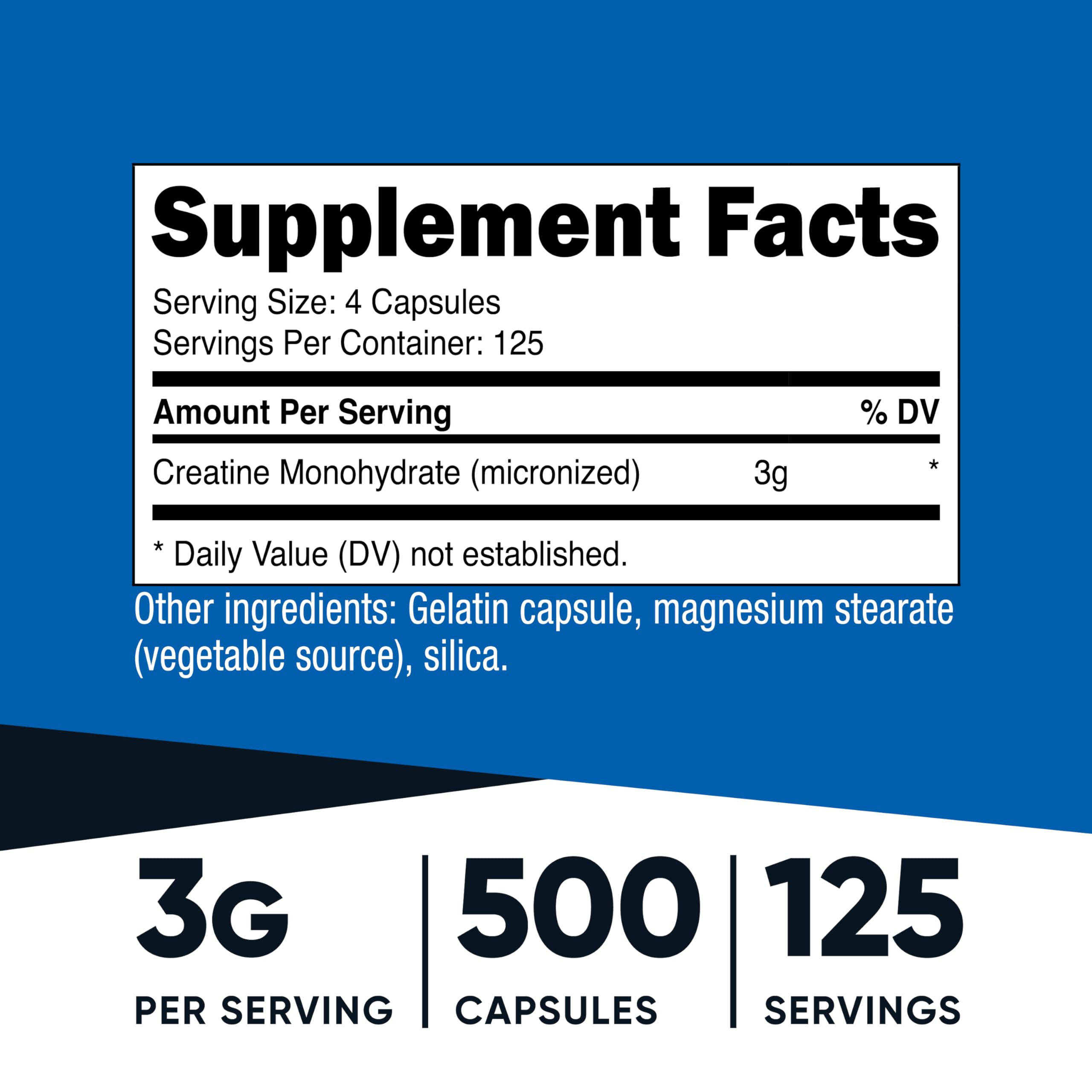 Close-up of Nutricost Creatine Monohydrate 750mg capsules