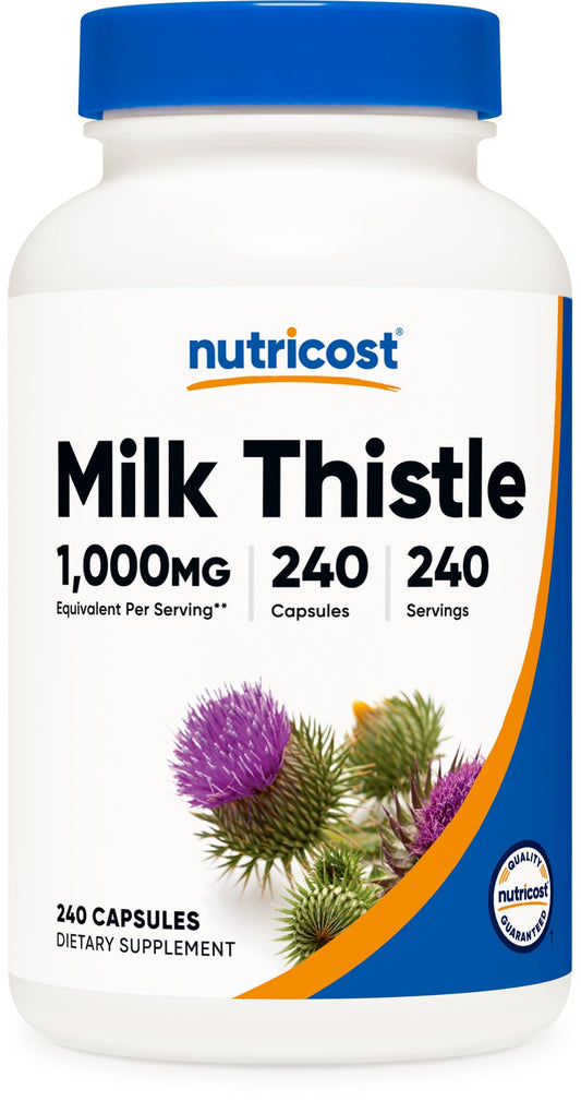 Nutricost Milk Thistle 1000mg equivalent bottle with 240 capsules