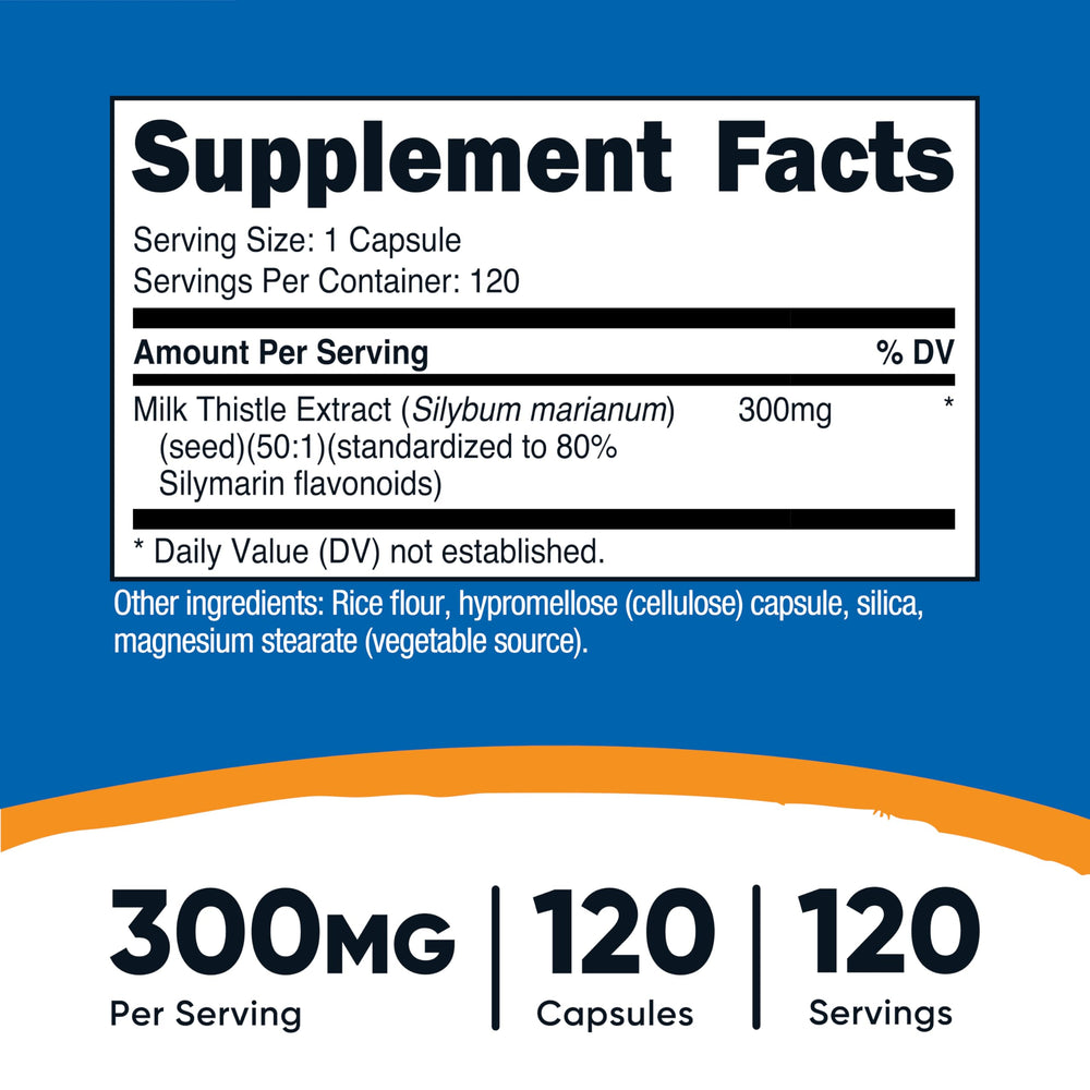 Milk Thistle capsules inside Nutricost bottle